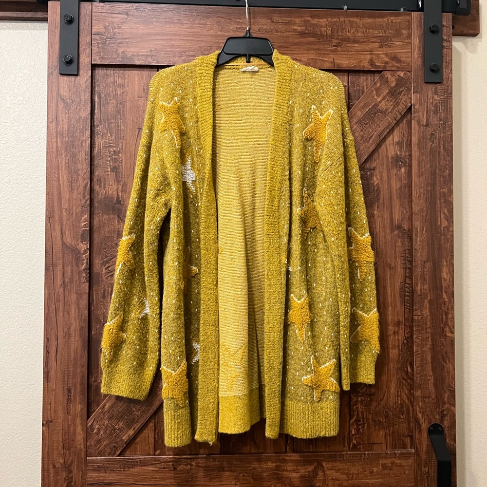 Hem & Thread Yellow Star Embellished Cardigan